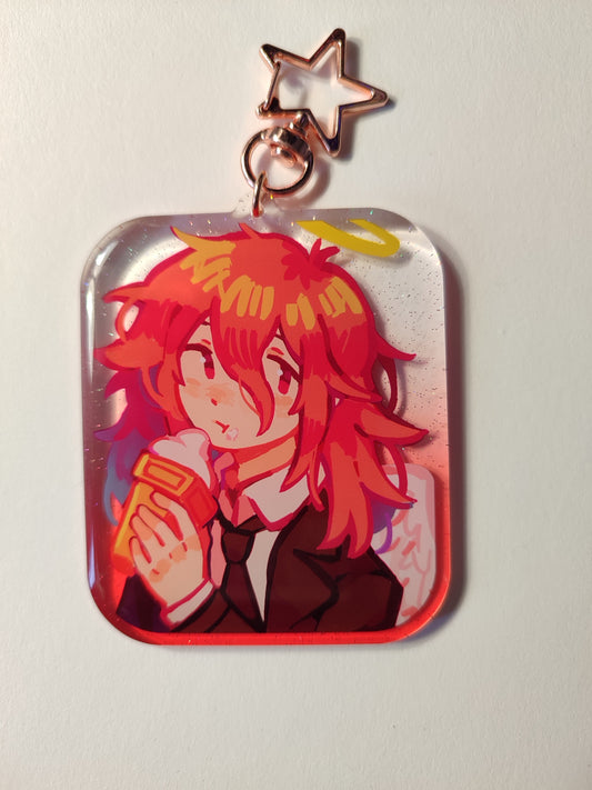 Angel Devil Glitter Epoxy Keychain